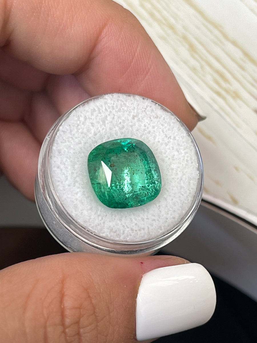 12.5x12.5mm Loose Zambian Emerald - Genuine Earthy Green 9.12 Carat Stone