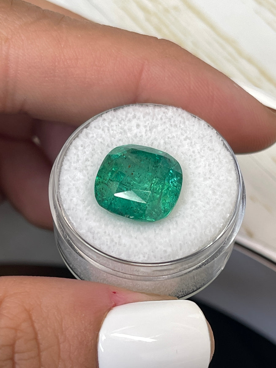 Natural 12.5x12.5mm Zambian Emerald - Rounded Cushion-Cut Gem, 9.12 Carat