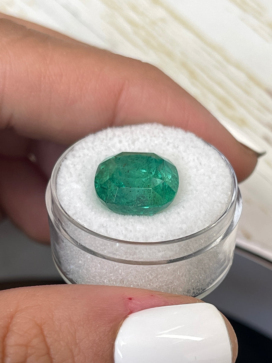 Rounded Cushion 9.12 Carat Zambian Emerald - Earthy Green Loose Stone
