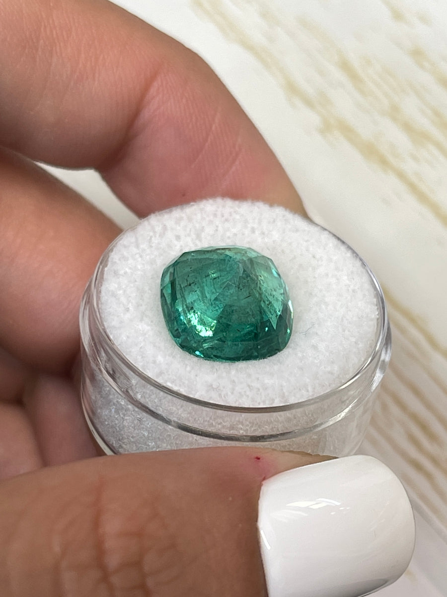Genuine Loose Zambian Emerald - Rounded Cushion 9.12 Carat, Earthy Green