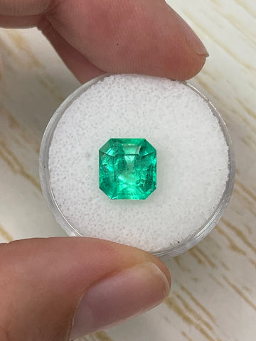 3.01 Carat 9x8.5 Yellowish Natural Loose Colombian Emerald- Emerald Cut