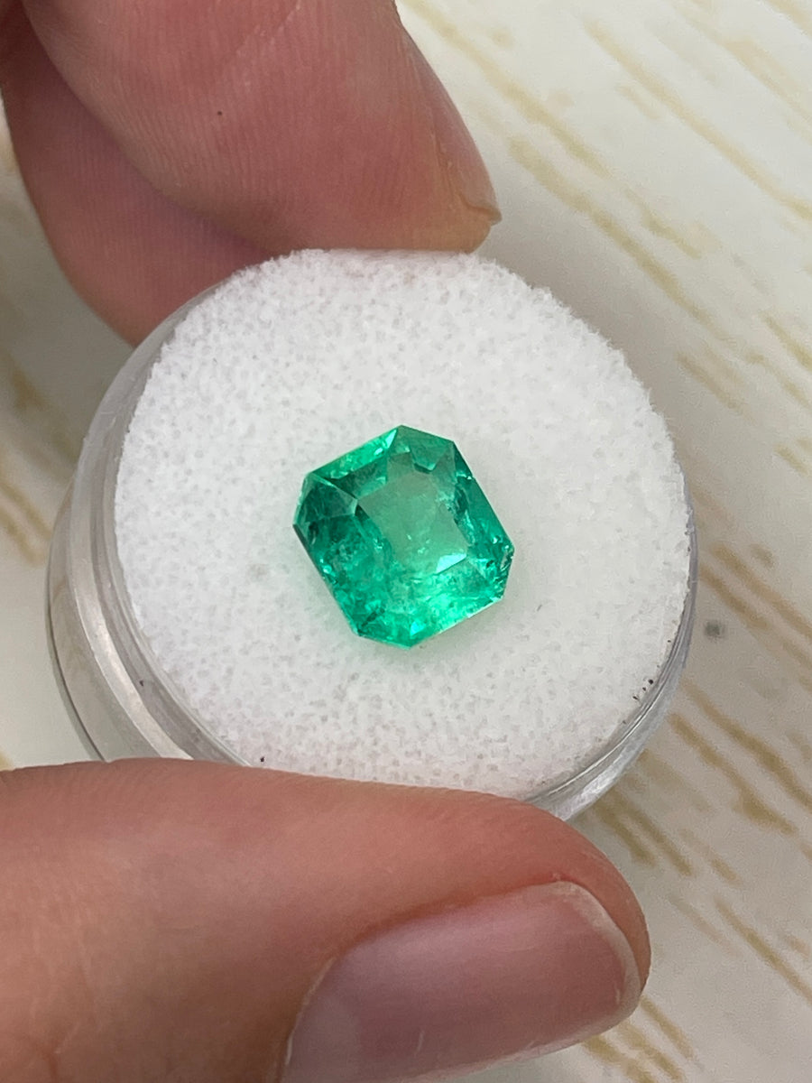 3.01 Carat 9x8.5 Yellowish Natural Loose Colombian Emerald- Emerald Cut
