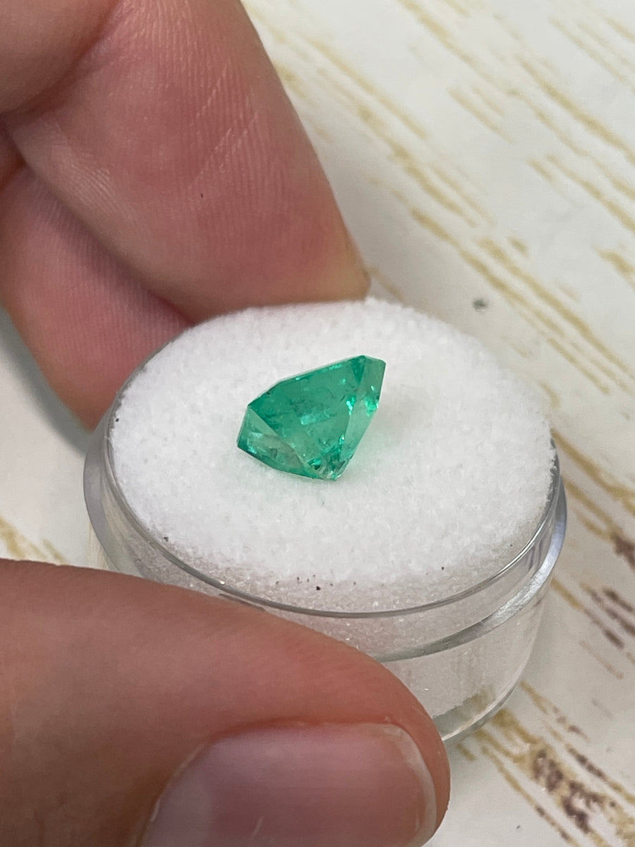 3.01 Carat 9x8.5 Yellowish Natural Loose Colombian Emerald- Emerald Cut