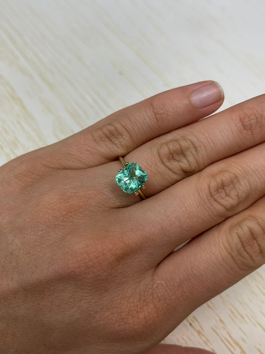 3.04 Carat 9x8 Vivacious Green Natural Loose Colombian Emerald- Emerald Cut