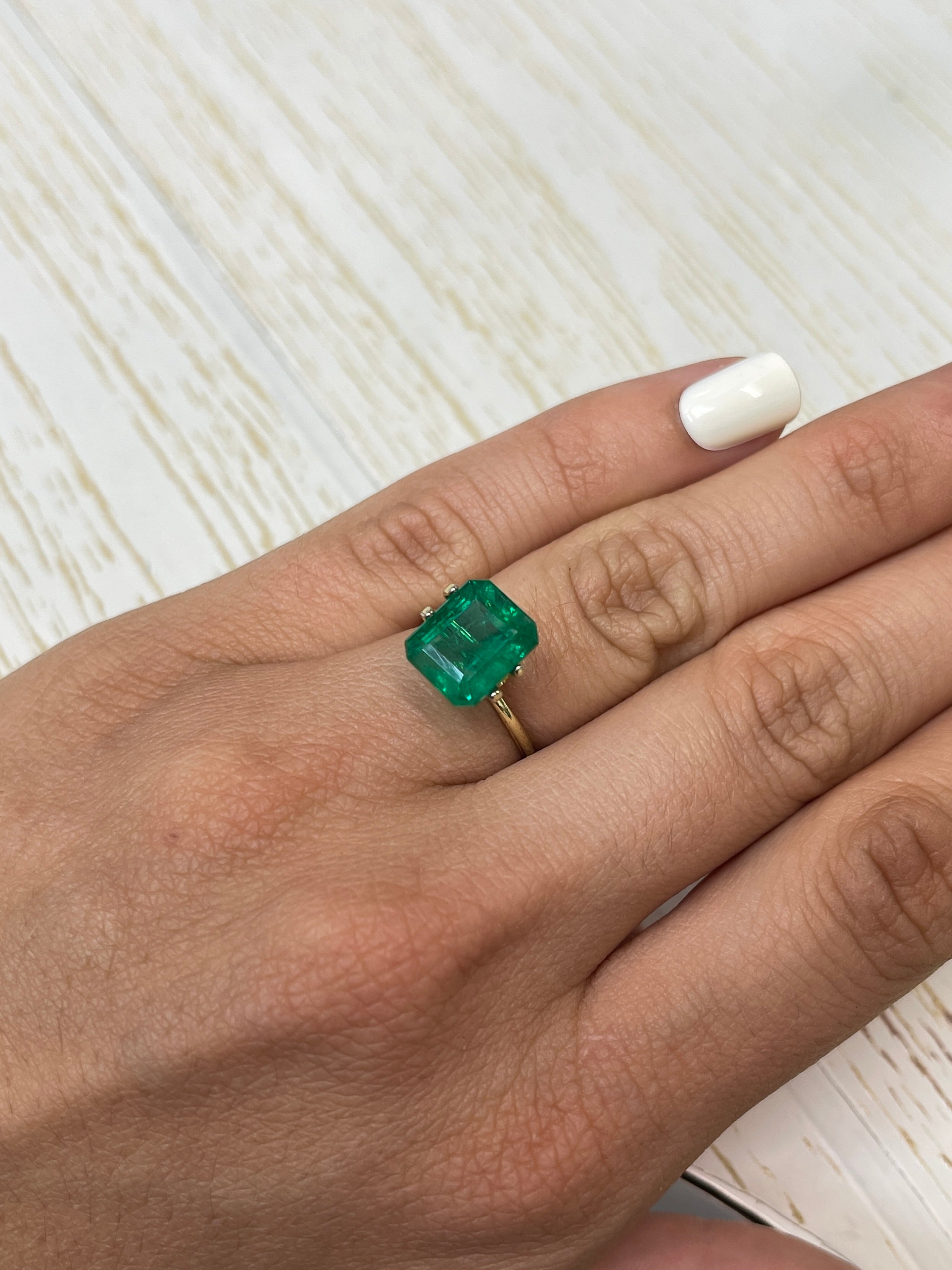 5.32 Carat 11x9 Kelly/Pure Green Natural Loose Zambian- Emerald Cut - JR Colombian Emeralds