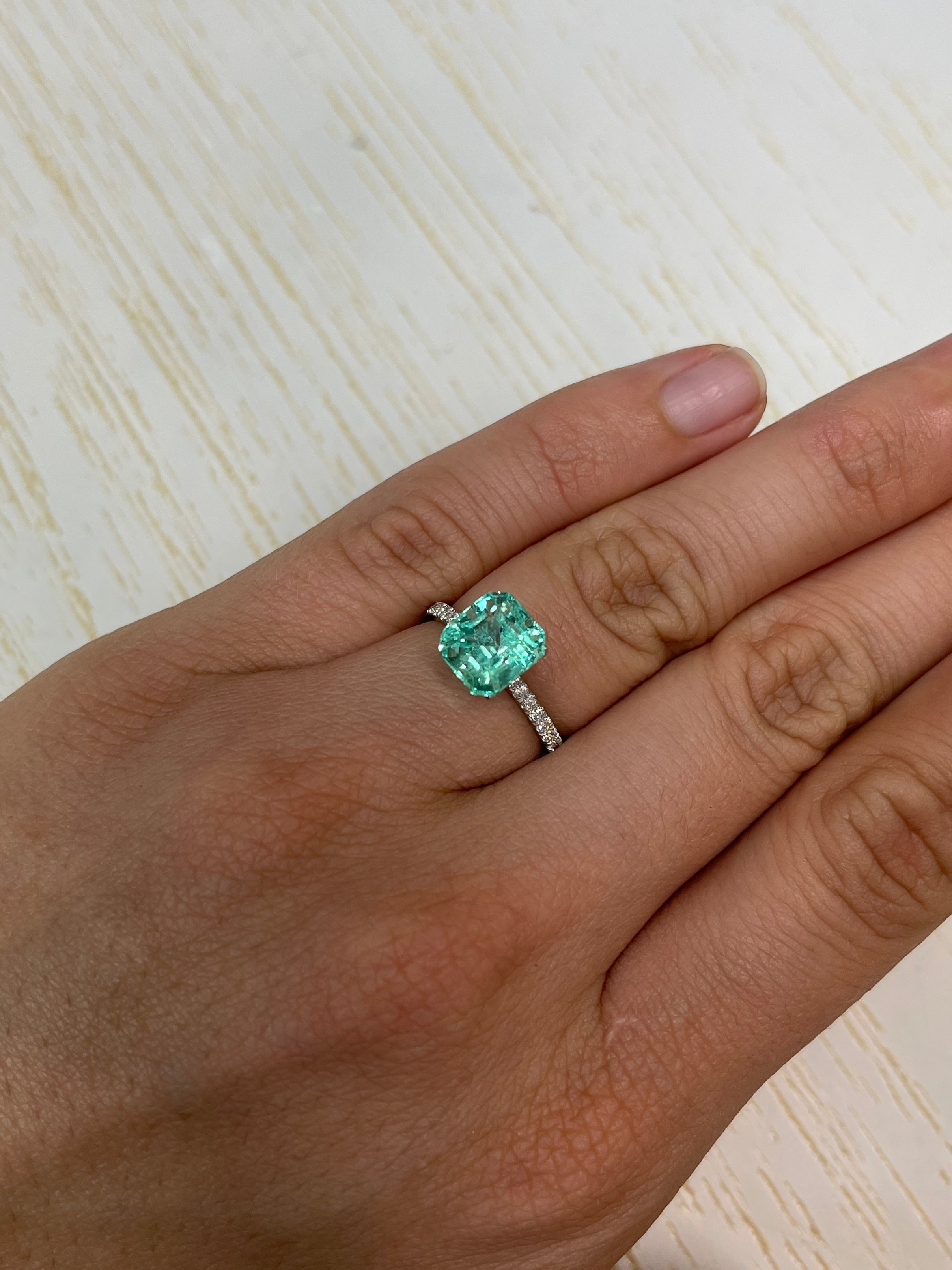 3.41 Carat 9x8 Astrological Green Natural Loose Colombian Emerald- Emerald Cut - JR Colombian Emeralds