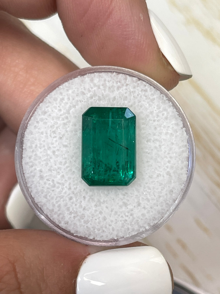 5.97 Carat Vivid Green Zambian Emerald Cut Gemstone - 13x9 mm Size