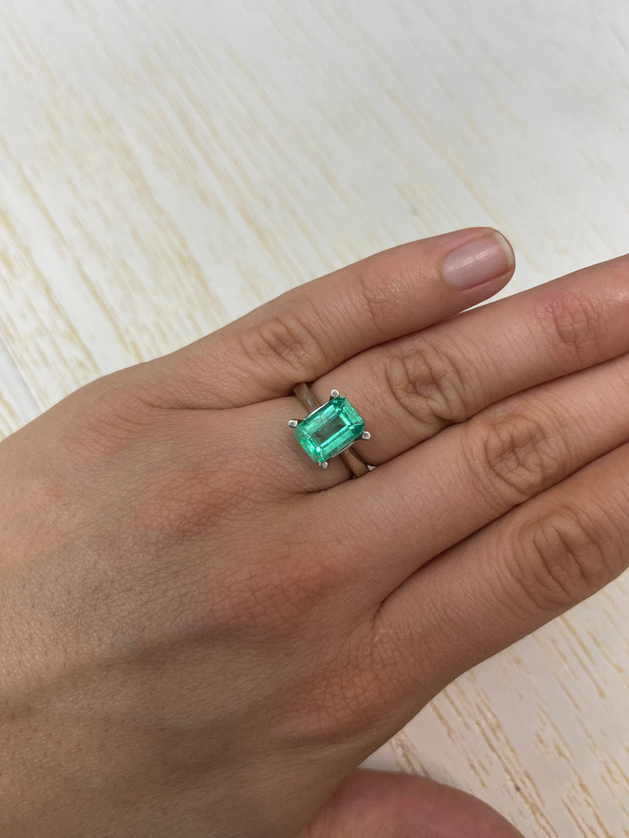 3.60 Carat 10x7 Green Natural Loose Colombian Emerald-Classic Emerald Cut