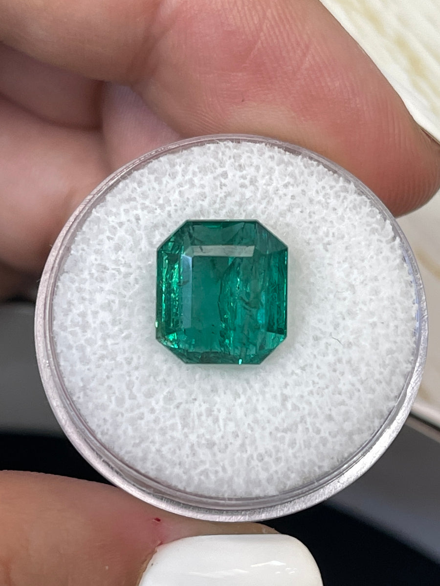 6.34 Carat Emerald Cut Zambian Green Gemstone