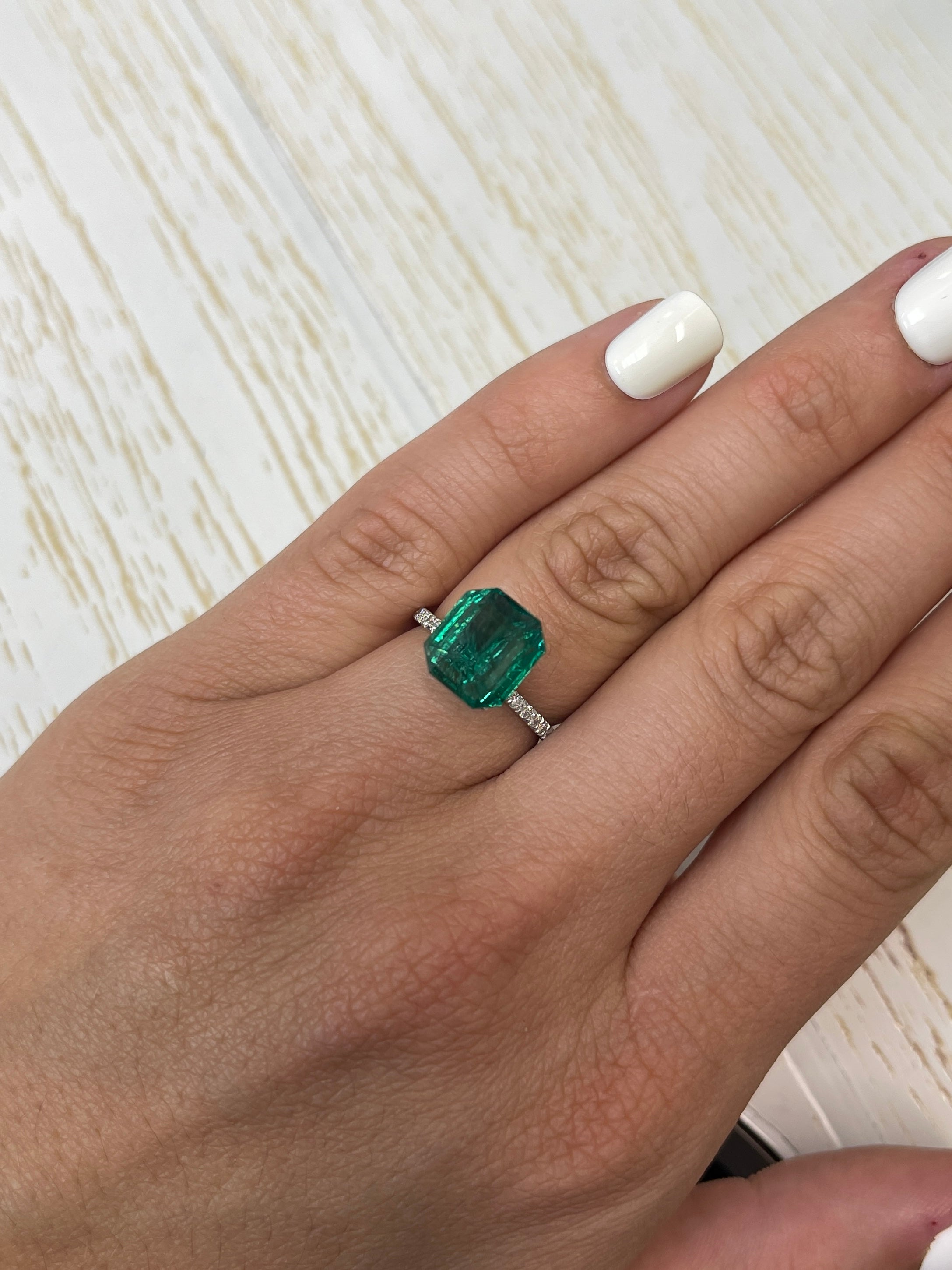 Large Vivid Green Emerald Cut - 10.8x9.7mm