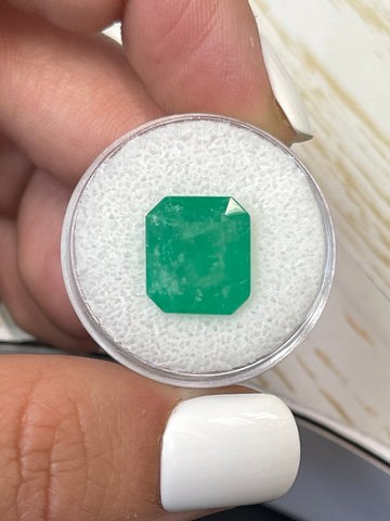 6.50 Carat 12.6x11.2 Earthy Medium Green Emerald Cut Loose Colombian Emerald-Emerald Cut