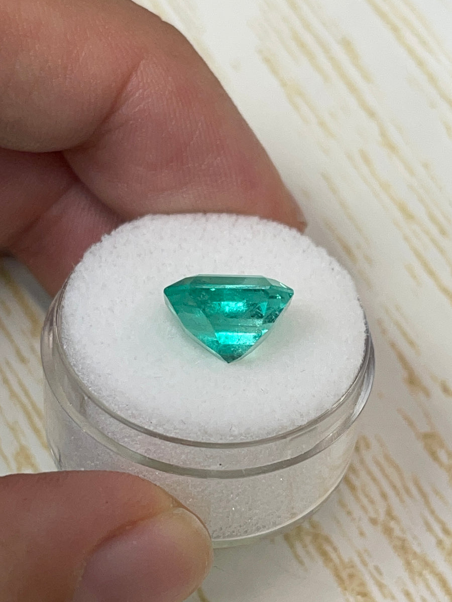 5.39 Carat 11x10 Eye Clean Bluish Natural Loose Colombian Emerald-Asscher Cut