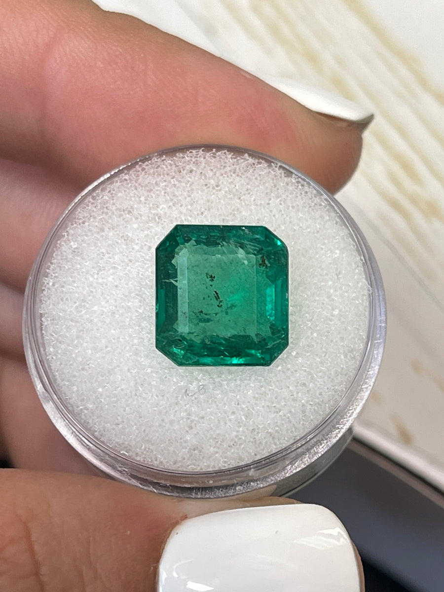 6.54 Carat Zambian Emerald Cut Gemstone in Medium Deep Green