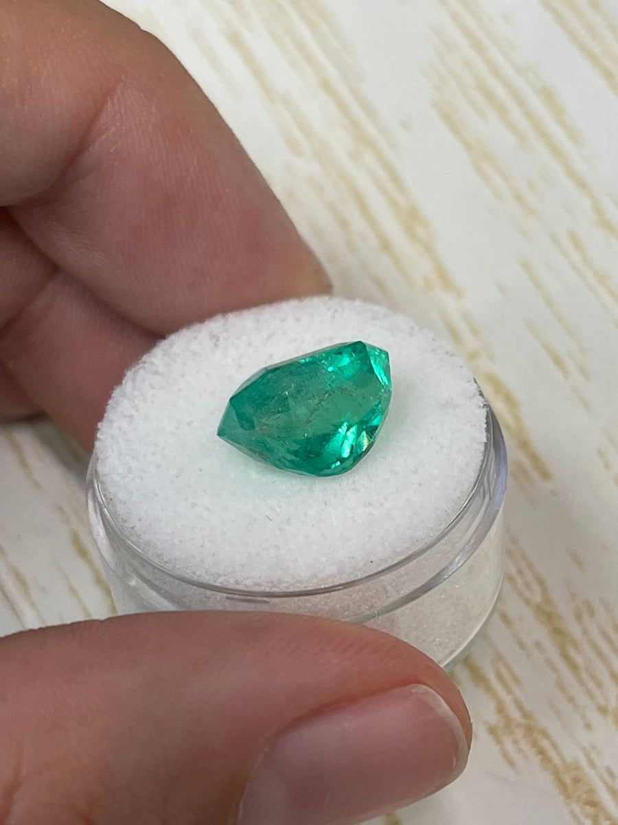 6.39 Carat 12x10 Fine Bluish Loose Colombian Emerald- Emerald Cut