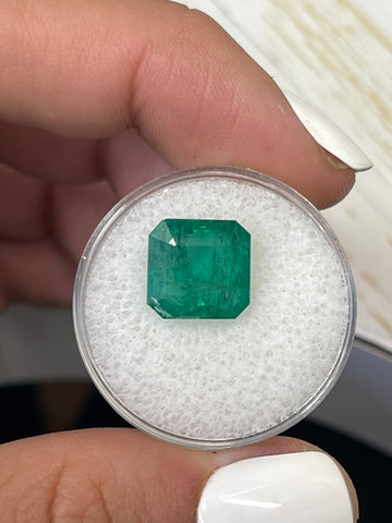6.68 Carat 10.6x10.3 Vivid Green Natural Loose Zambian- Emerald Cut