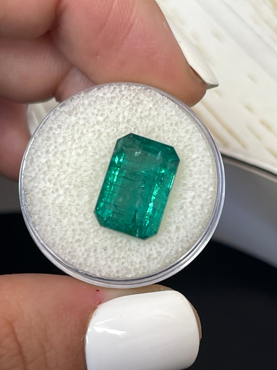 Elongated Natural Zambian Emerald Cut Gemstone - 7.96 Carats