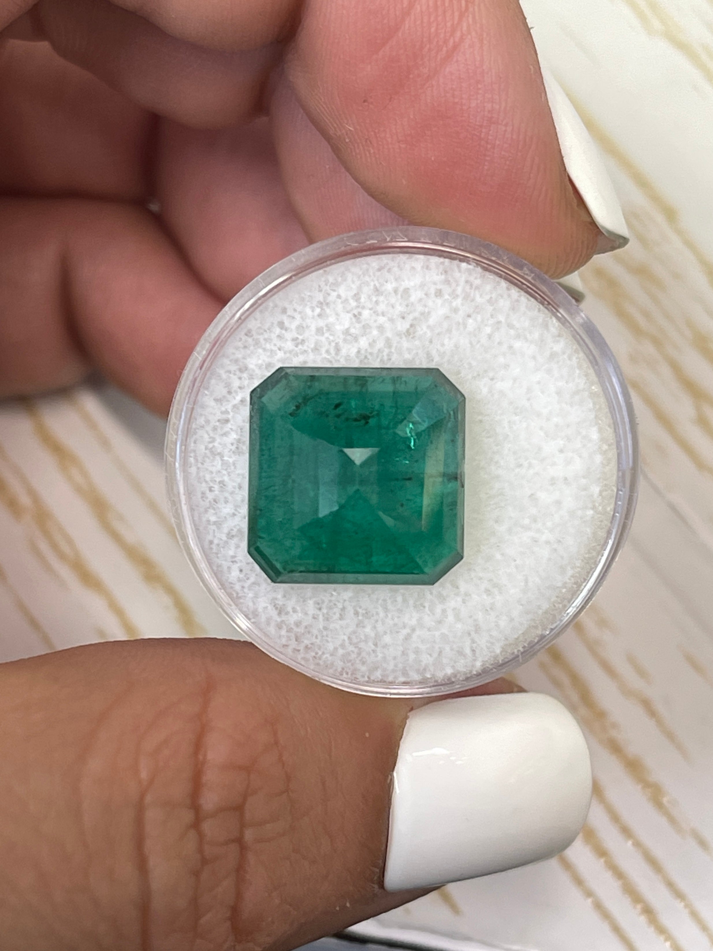 10.02 Carat Loose Zambian Emerald - Dark Green, 13.5x13.5mm Size