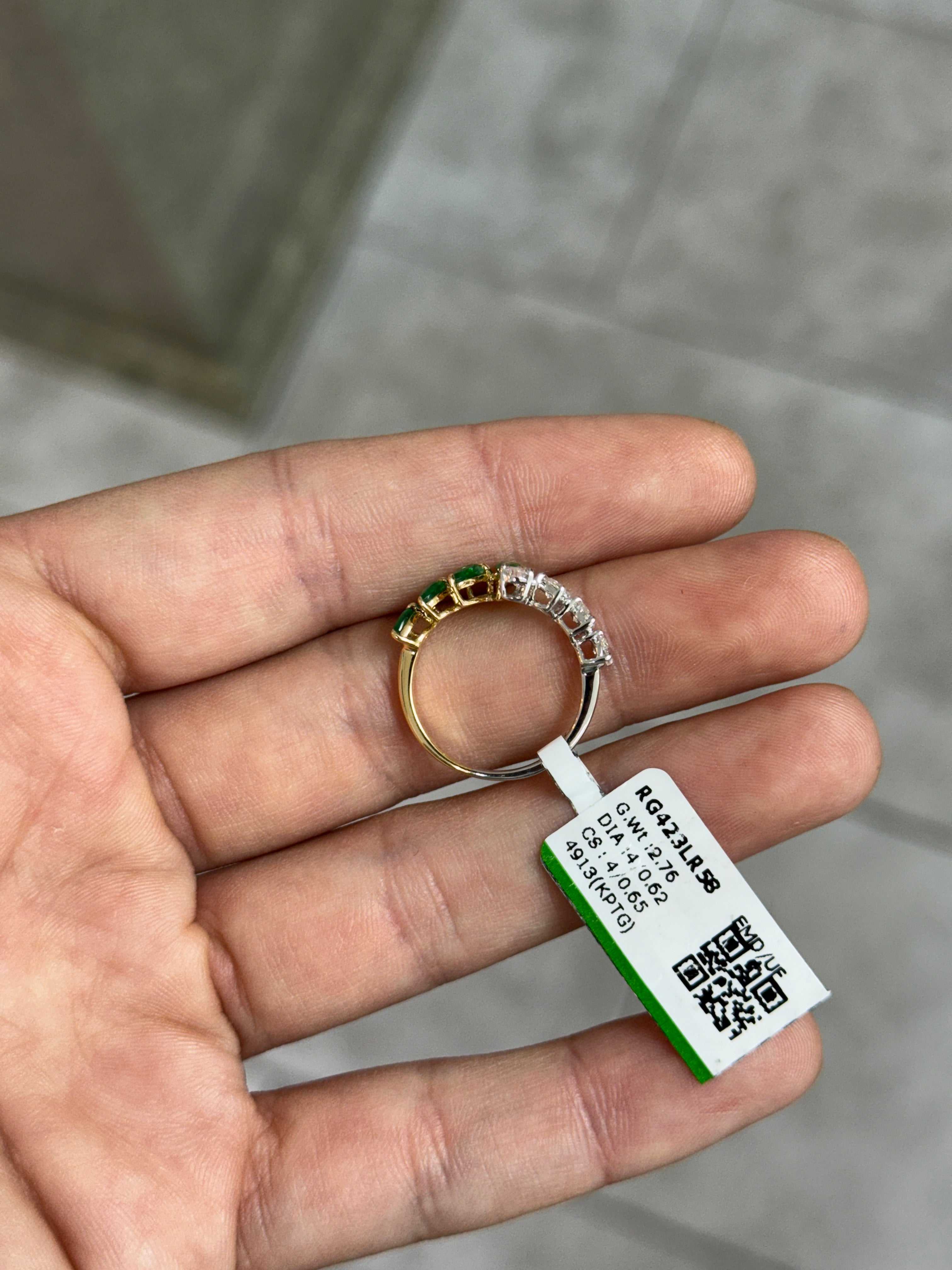 1.27tcw Two Toned Bypass Pear Emerald & Diamond 18K Band