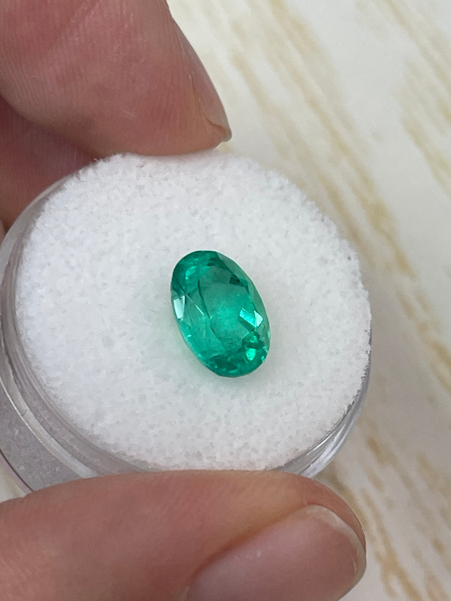 2.52 Carat 10x7 Intense Green Loose Colombian Emerald-Oval Cut