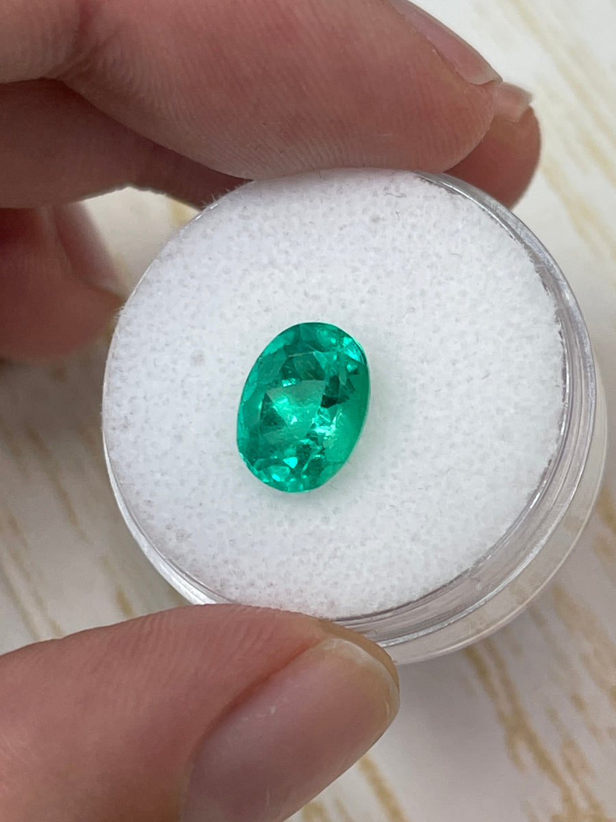 2.52 Carat Oval-Shaped Colombian Emerald - Vibrant Green Gem