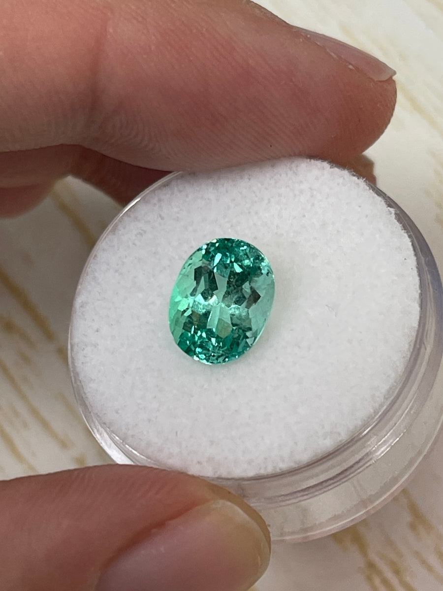 2.80 Carat Loose Colombian Emerald with VVS Clarity - Oval Shaped, Bluish Green