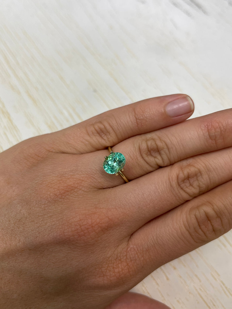2.80 Carat Bluish Green Colombian Emerald - Oval Cut Gem with VVS Clarity