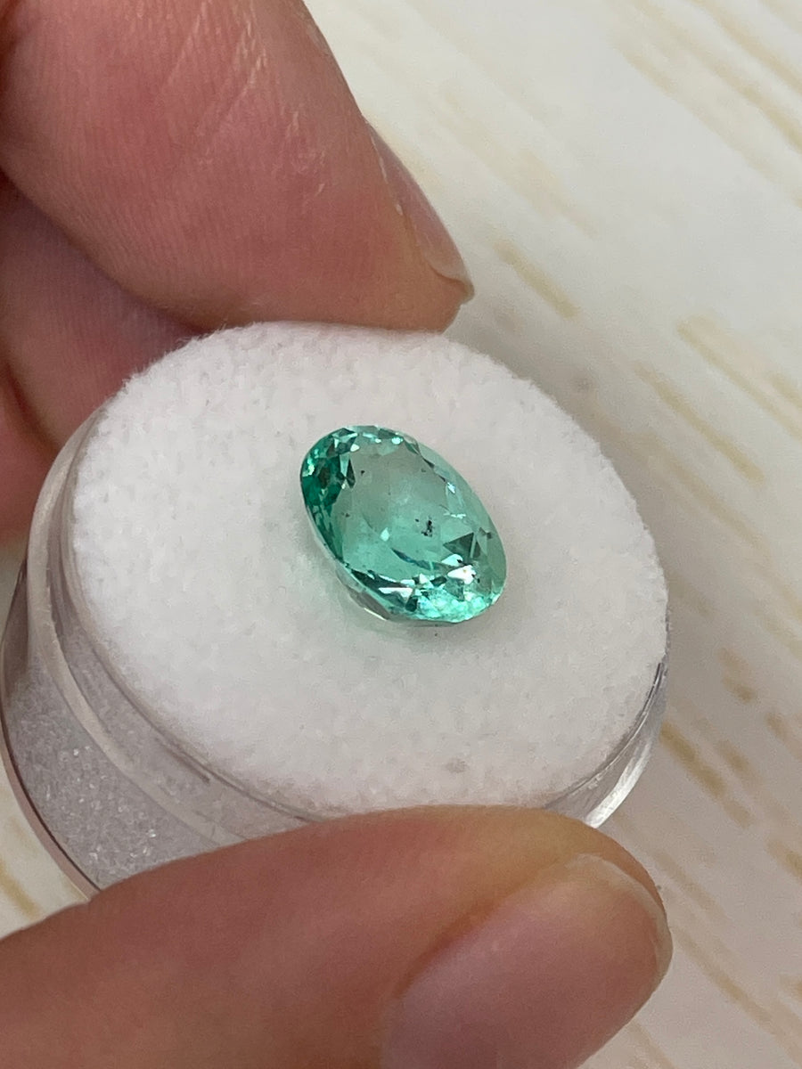 3.27 Carat 11x9 Lustrous Freckled Green Loose Colombian Emerald-Oval Cut