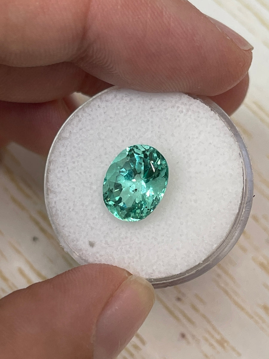 3.27 Carat 11x9 Lustrous Freckled Green Loose Colombian Emerald-Oval Cut