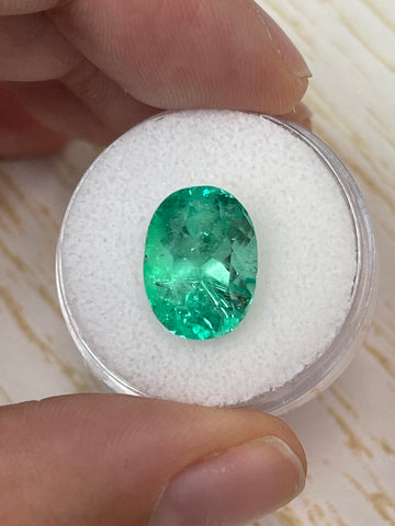 6.40 Carat Oval-Cut Colombian Emerald - Vibrant Medium Green Shade