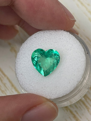 Heart-Shaped 3.50 Carat Colombian Emerald with Vivid Green Hue