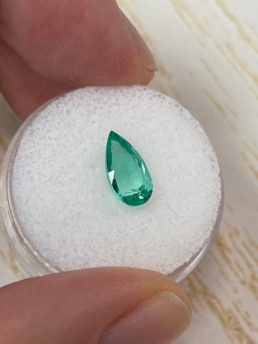 Vivid Green Natural Colombian Emerald - 1.55 Carat Pear Shaped