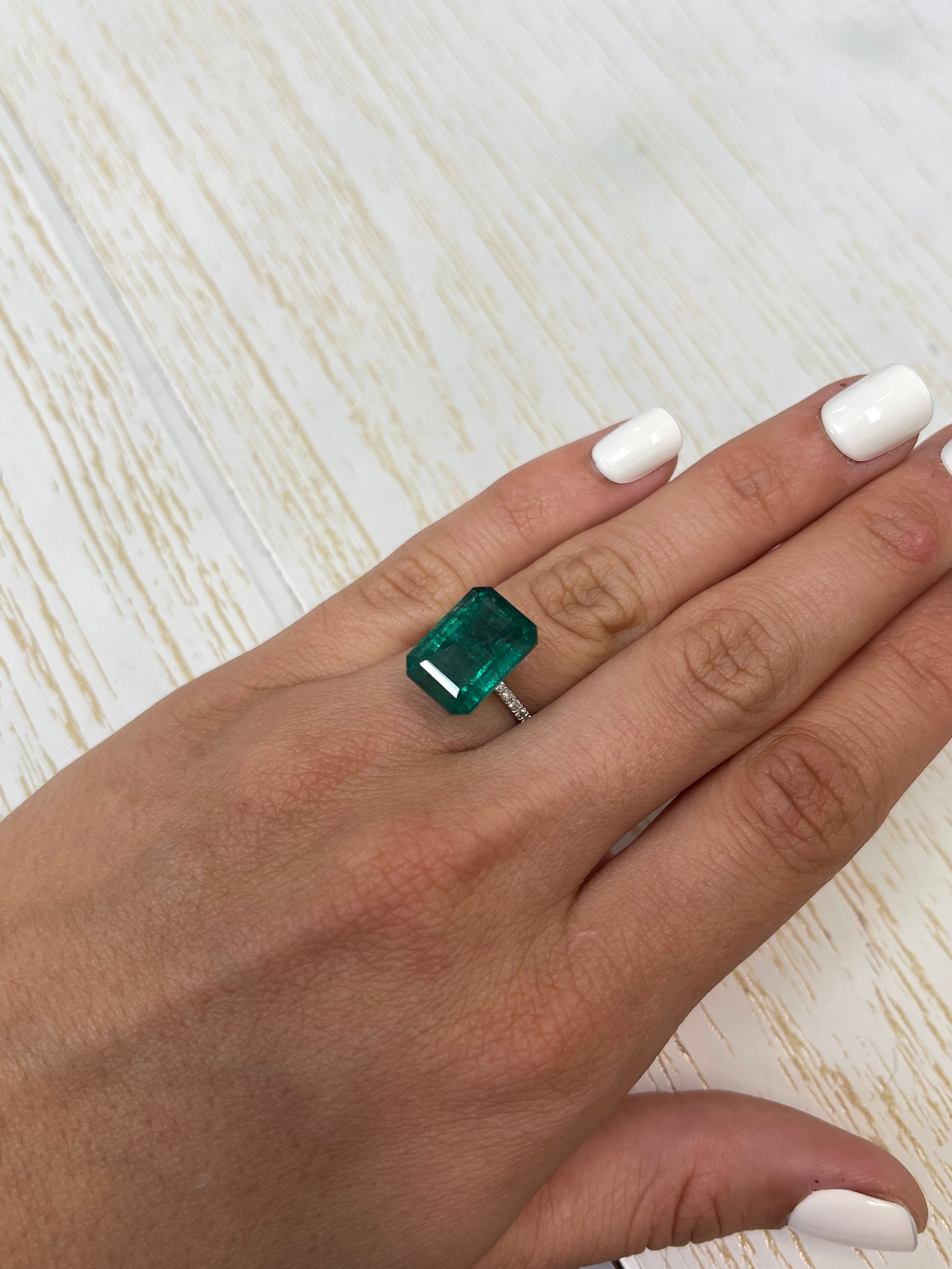 10.99 Carat 15x11 Elongated Deep Green Natural Loose Zambian- Emerald Cut - JR Colombian Emeralds