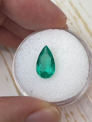 Vivid Spring Green Pear-Shaped Colombian Emerald - 1.93 Carat Loose Gemstone