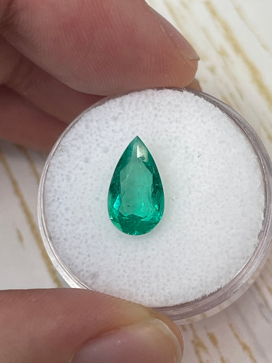 1.93 Carat Pear-Cut Colombian Emerald in Stunning Spring Green Hue - Loose Stone