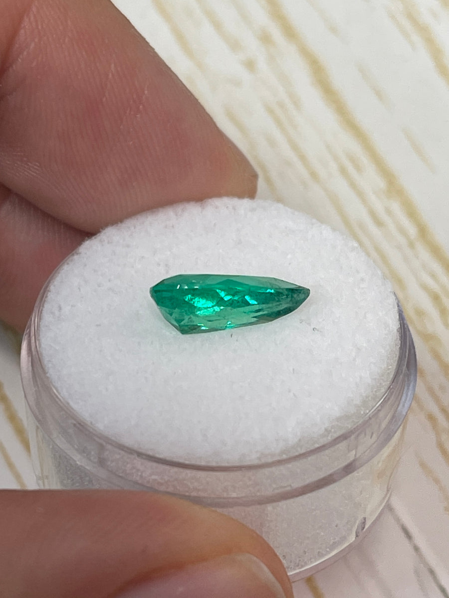 Gorgeous Pear-Cut 1.93 Carat Colombian Emerald in Spring Green - Loose Stone