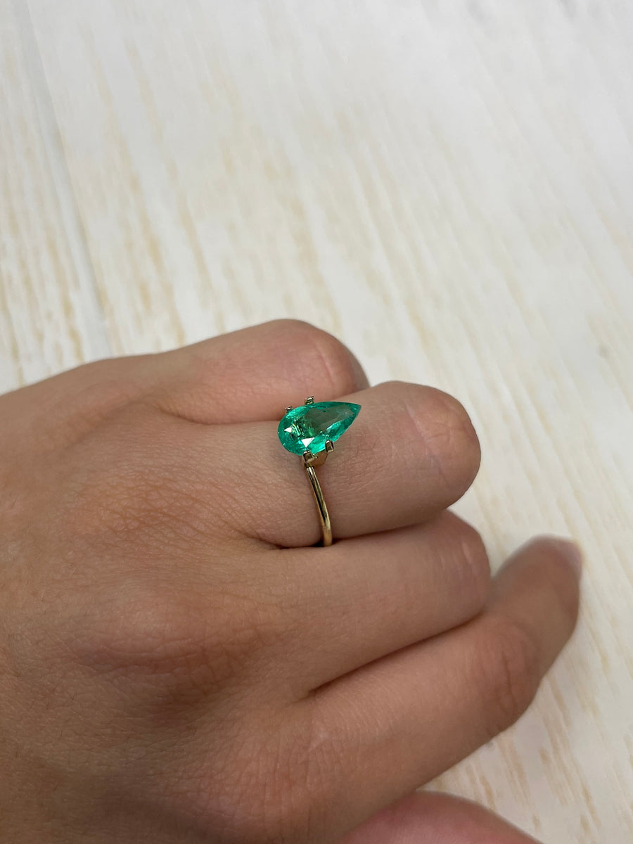 1.93 Carat Spring Green Pear-Cut Colombian Emerald - Beautiful Loose Gem