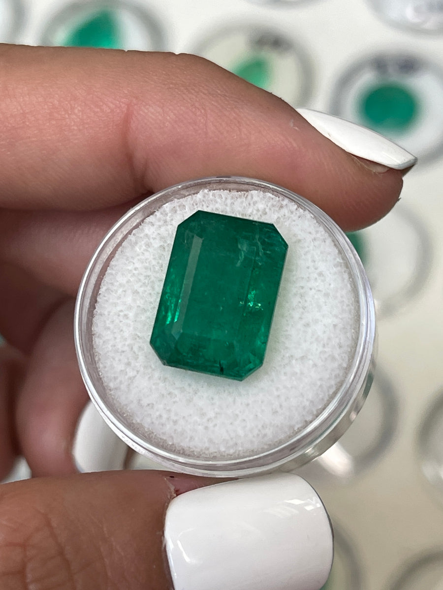 Vibrant 15.5x11mm Natural Zambian Emerald Cut Gem - 12.89 Carats