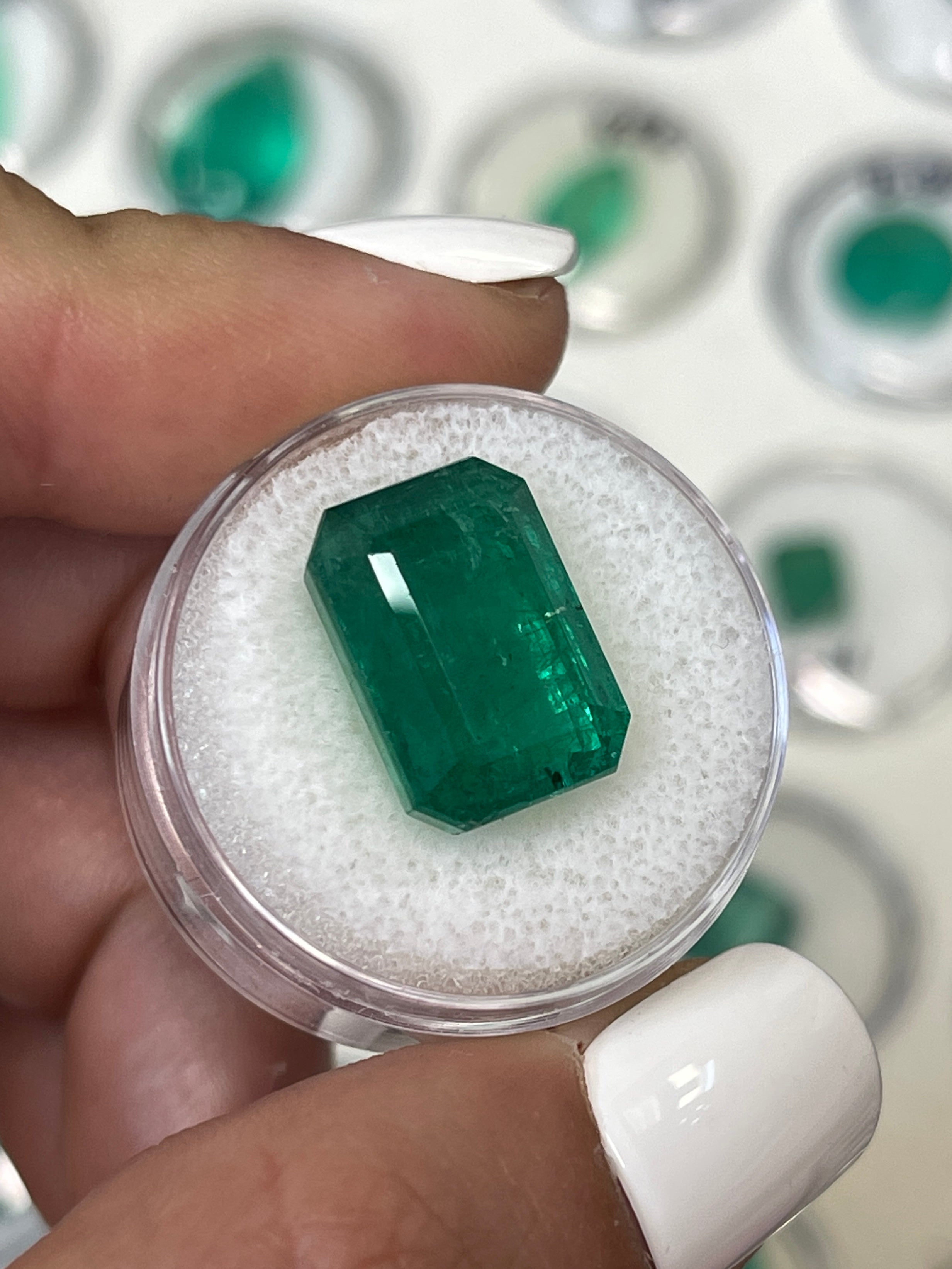 Stunning 12.89 Carat Kelly Green Zambian Emerald - Loose and Natural