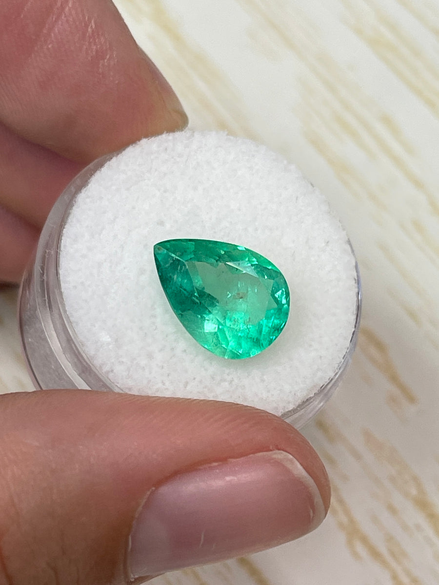 Yellow-Green Colombian Emerald - 4.22 Carat Pear-Shaped Loose Stone