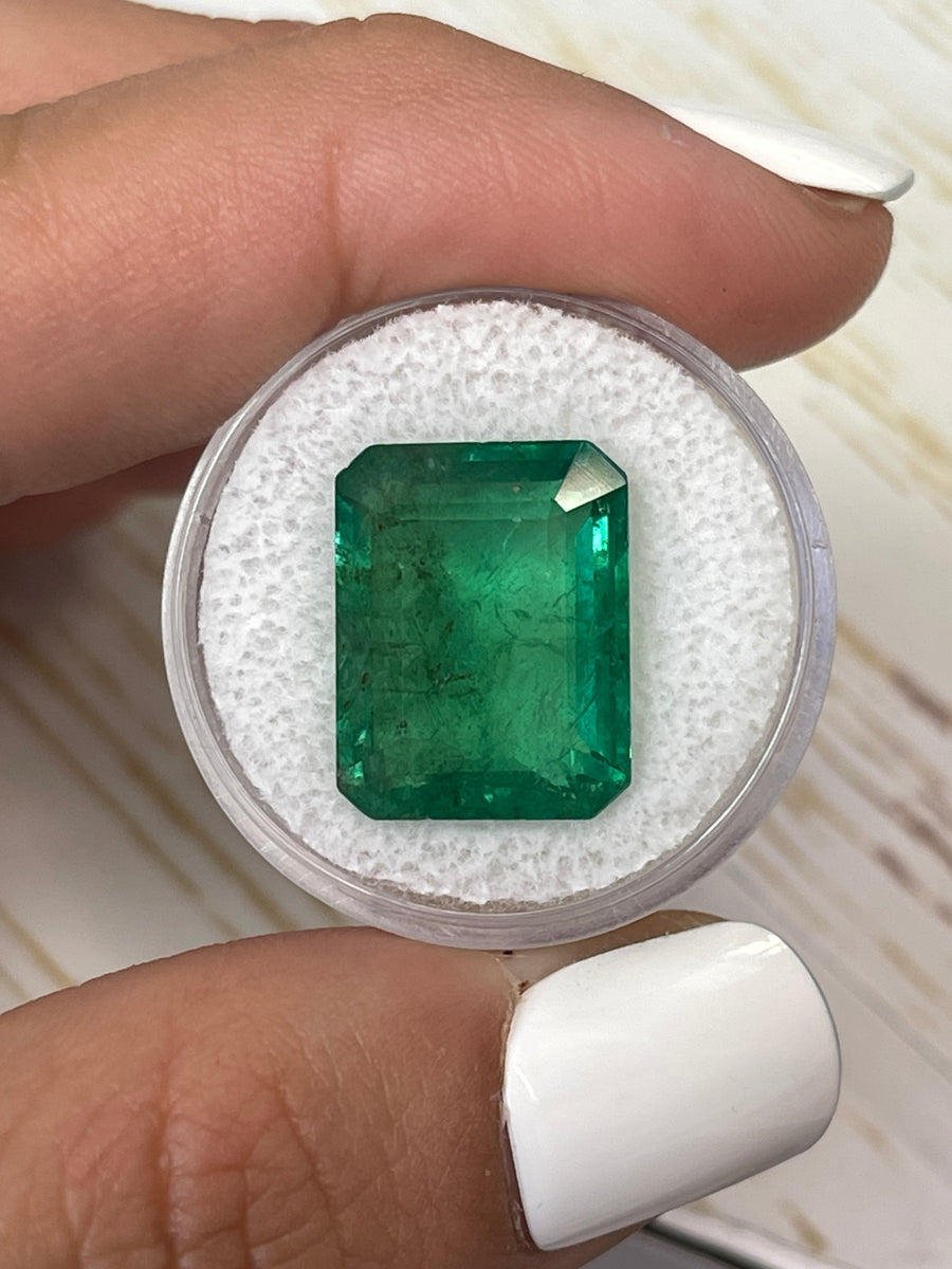 Large 14.13 Carat Natural Zambian Emerald, Medium Green Hue, Emerald Cut