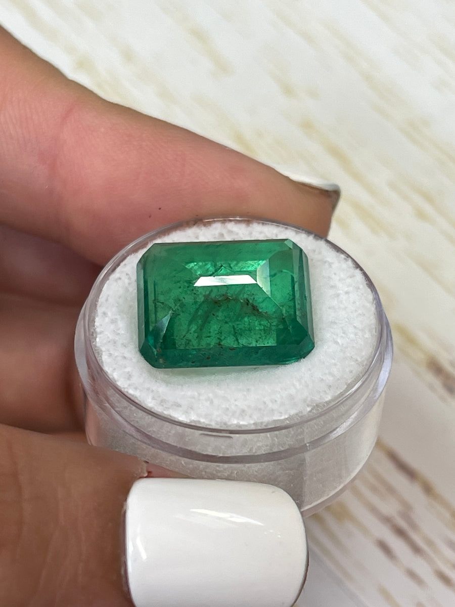 14.13 Carat Emerald Cut Zambian Emerald in Medium Green Hue