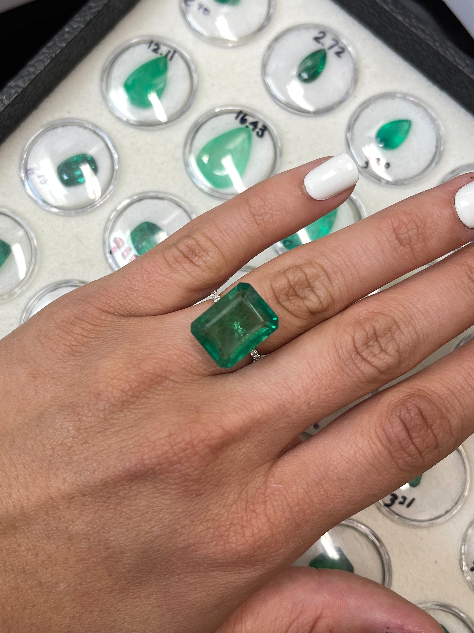 Medium Green 14.13 Carat Zambian Emerald, Emerald Cut