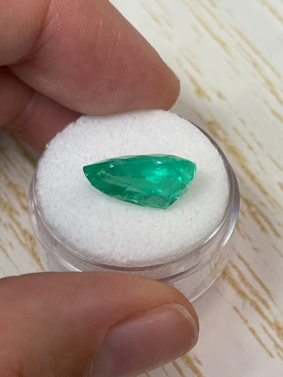 5.86 carat 15.5x9.5 Spring Green Natural Loose Colombian Emerald-Pear Cut