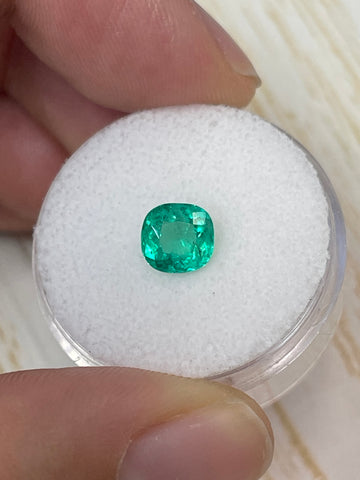 Cushion Cut Colombian Emerald - 20 Carat Bluish Green Loose Gemstone