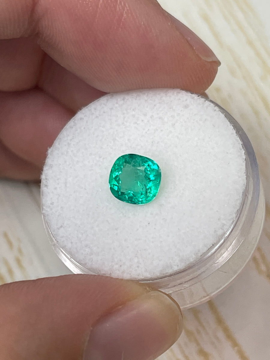20 Carat Cushion-Shaped Colombian Emerald - Natural Bluish Green