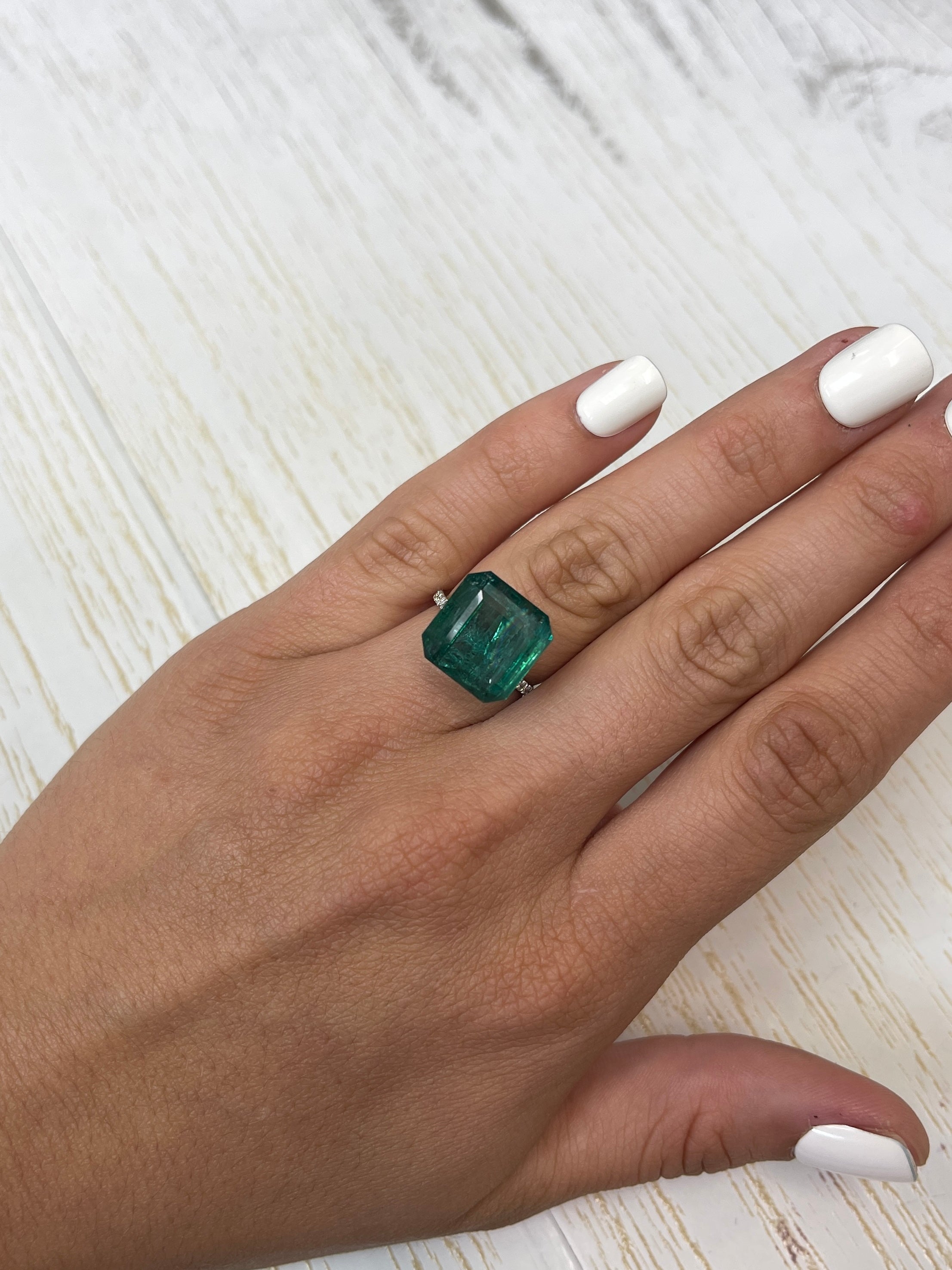 Zambian Dark Green Asscher Cut Stone - 14.76 Carat Loose