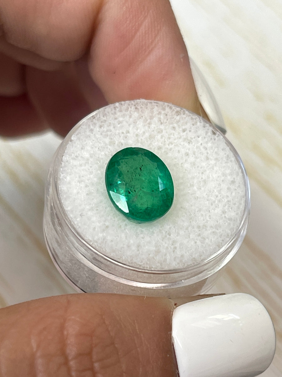 4.80 Carat 12x9.5 Freckled Green Natural Loose Zambian Emerald-Oval Cut