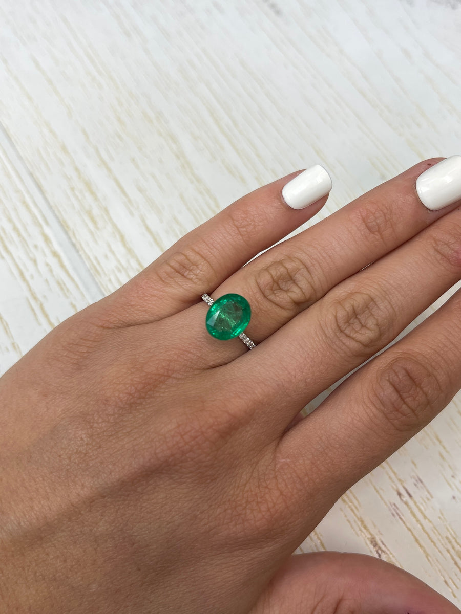 Oval-Cut 4.80 Carat Zambian Emerald - Exquisite Natural Green with Freckles