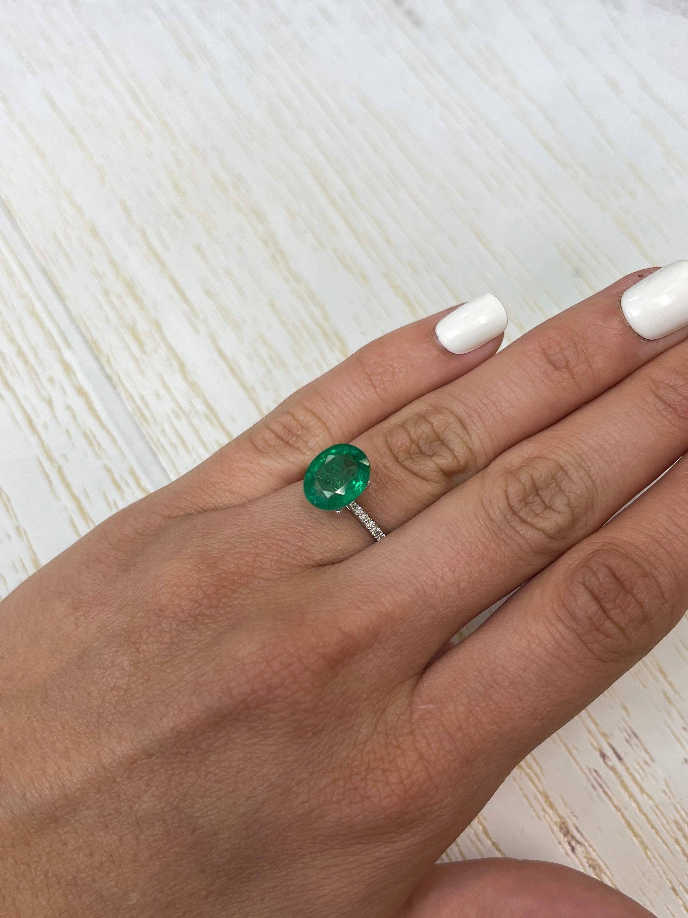 4.80 Carat 12x9.5 Freckled Green Natural Loose Zambian Emerald-Oval Cut - JR Colombian Emeralds