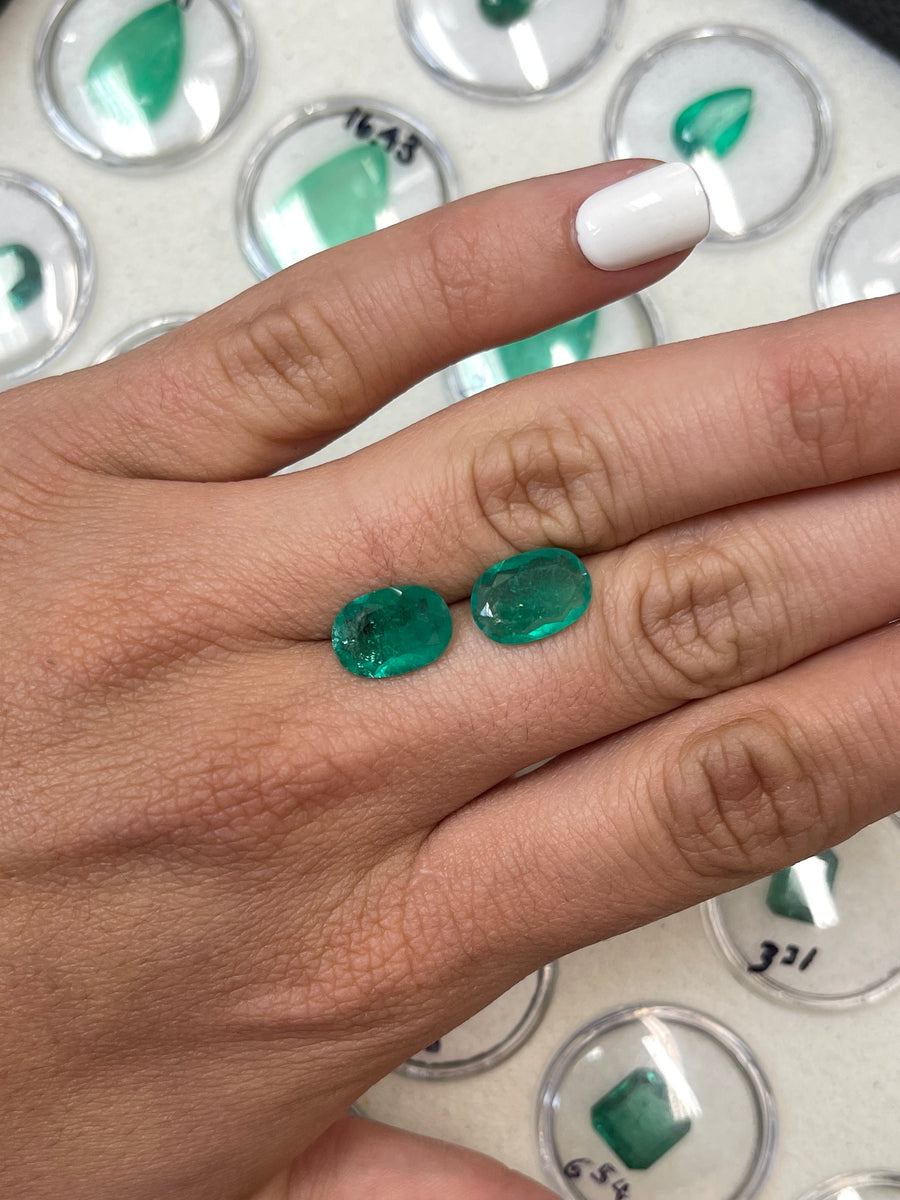 Gorgeous 4.84 Carat Colombian Emeralds - Oval Cut Gemstones